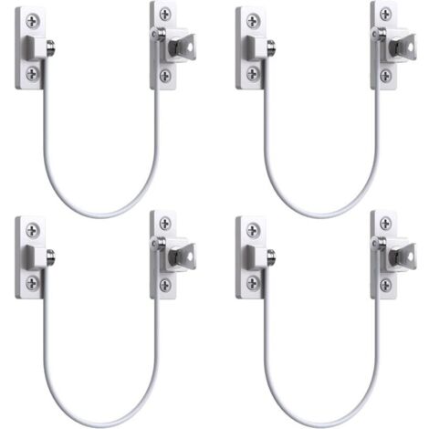 4pcs Window Door Restrictor Window Lock UPVC Window Limit Lock Security Cable Limit Lock with Key and Screws (1/4)