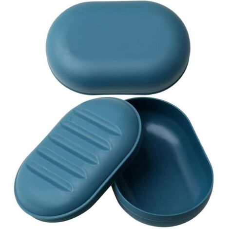 2-piece travel soap dish, navy blue plastic soap container shower soap box soap holder with lid for bathroom travel (1/4)
