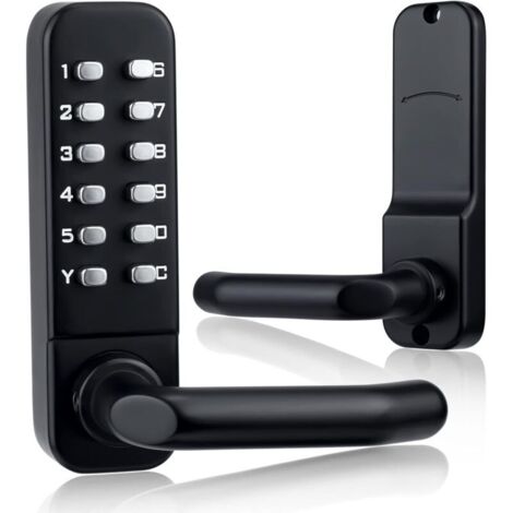 (Black) Keyless mechanical entry door lock with keypad door knob, waterproof keypads with handle, stainless steel digital door lock with keypads (1/4)