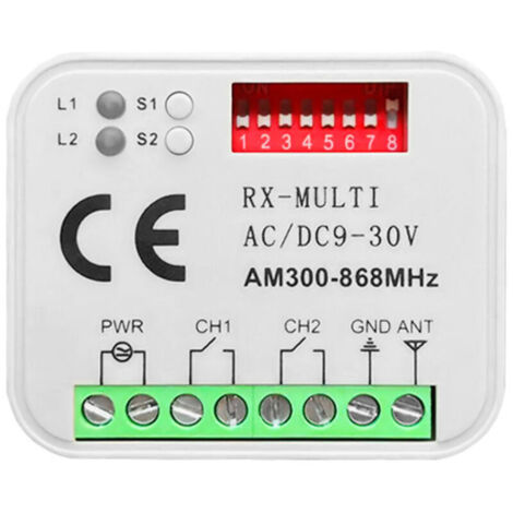Receptor de controle remoto para porta de garagem - RX MULTI 300-900MHz - 433-868MHz - AC/DC 9-30V - Com controle remoto | Leroy Merlin