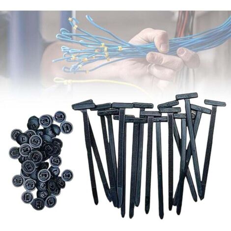 Cable ties, universal self-locking nylon ties, plastic rivets for automotive repair, quick fastening and holes (50 pieces) (1/4)