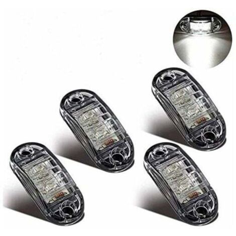 LED Side Marker Lights Clearance Lights for 12V 24V Universal Trailer Truck Lorry Caravan Bus (4pcs White)