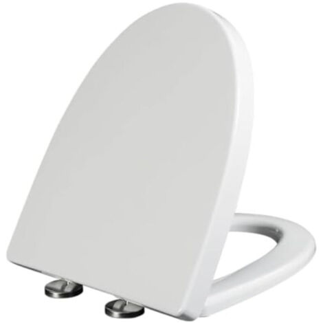 Toilet seat, elongated V-shape, with soft-close lid, easy to install and clean, white PP lid, suitable for elongated or oval toilets