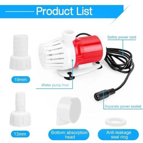 12V 20W DC Submersible Pump, Portable Water Pump for Aquarium, 1200L/H High Flow Rate, Amphibious Pump for Home Pond, Fish Tank, Fountain (1/4)