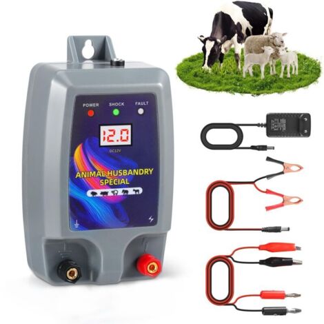 10KM Electric Fence, 12V Electric Fence Energizer for Livestock, Animals, Farms, Electric Controller, Perfect Protection for Pastures