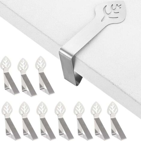10 Pieces Tablecloth Clips, Decorative Thick Stainless Steel Tablecloth Clips, Anti-Slip Tablecloth Clips, Outdoor Tablecloth Fasteners, for Picnics, Barbecues, Weddings, Parties (Leaves) (1/4)