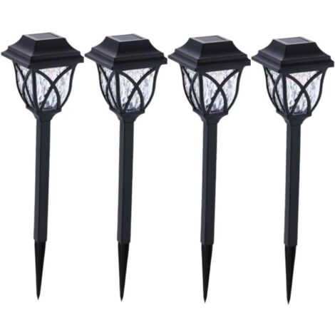 Set of 4 solar LED garden lights, waterproof and warm, for outdoor garden [Energy Class A]