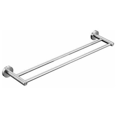 Double towel rails, wall-mounted, SUS 304 brushed stainless steel, 50 cm bath towel rack