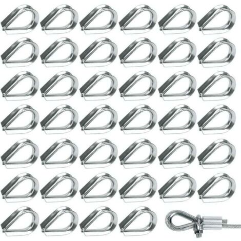 50 Pieces M2 Stainless Steel 304 Wire Rope Lugs, Heart-Shaped Lugs for 2mm Wire Rope (1/4)