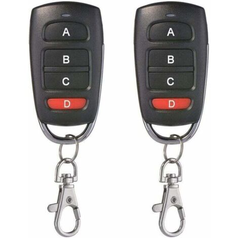 2-Pack Universal Garage Door Cloning Key Fob Remote Control 433 MHz 4 Button Cloner for Garage Door Electric Door etc