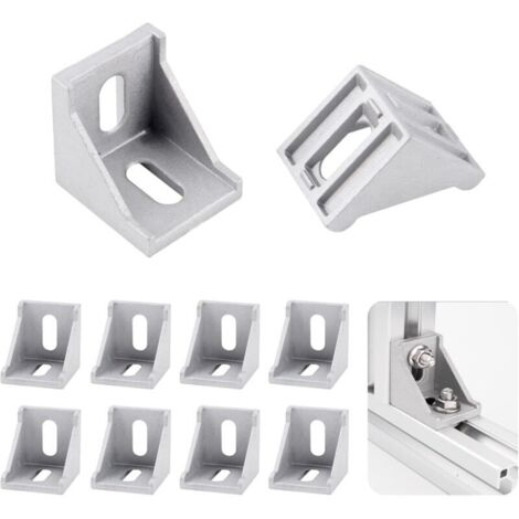 Set of 8 Aluminum Corner Profiles 40 x 40 mm - 8 mm Groove - 90° Connectors - L-Shaped Fixing Hardware - For 40 x 40 mm Profile