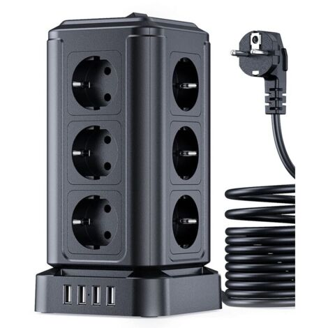 5M Power Strip, 12 Outlets and 5 USB Ports, Surge Protector Power Strip with 2 Switches, 5M Cord, Suitable for Living Room, Bedroom, and Office. (1/4)