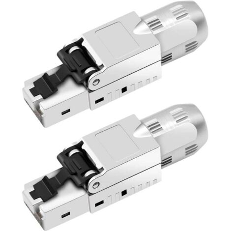 Pack of 2 tool-less CAT 7 RJ45 network connectors - Tool-less LAN connector - Compatible with Cat 7.6a 6 network cable - Ethernet connector up to 10 Gbps - Stable signal transmission over 1000 m