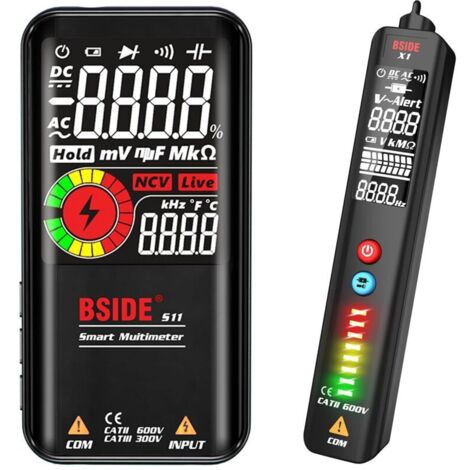 BSIDE Smart Multimeter Kit & Voltage Detector Pen with Large Color Screen, Rechargeable Multimeter and Voltage Tester, Combined Electrical Tester Kit, Test Kit for Electricians (1/4)