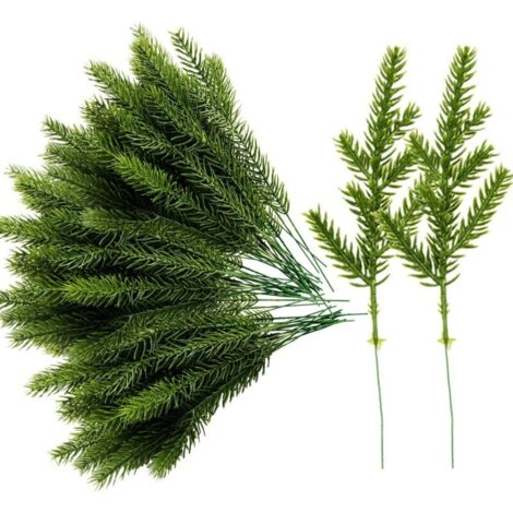 Set of 60 artificial pine branches, artificial pine branches, Christmas garland, garden decoration (1/4)
