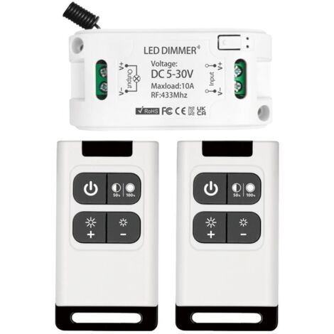 Wireless DC 5V 30V 10A Dimmer Relay Receiver Controller with 2 Remote Controls (1/4)