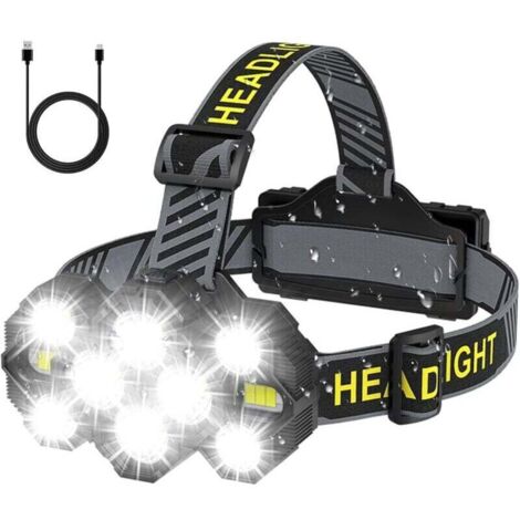 Rechargeable Headlamp - 2022 Upgraded 22000 Lumen 10 LEDs 10 Modes Super Bright Hands-Free Headlamp Flashlight for Camping, Fishing, Cycling, Hiking, Waterproof