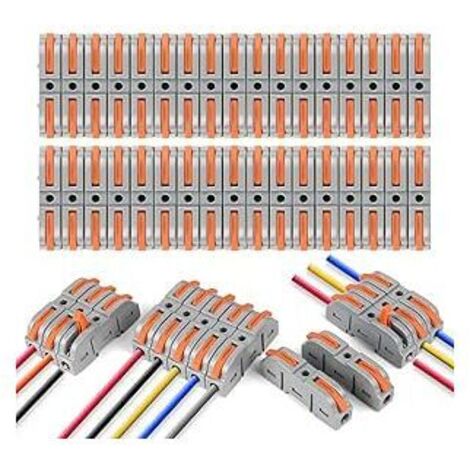 Kabelverbinder, 34 Stück Anschlussklemmen, SPL-1 Klemme mit Bedienhebel, Klemme für 4 mm² Leiter, elektrische Verteilerblöcke, OUYLAF, Ausführungen frei kombinierbar (1/4)