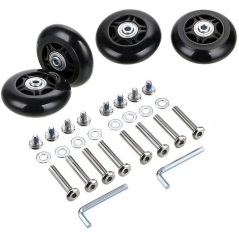 4-teiliges Ersatzlager-Reparaturset für Kofferrollen (70 x 24 mm), Schwarz (1/4)
