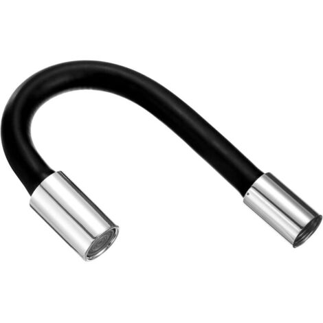 Verlängerungsschlauch für Wasserhahn, Verlängerungsschlauch für Spülbeckenabfluss, Verlängerungsschlauch für Badezimmerarmatur, schwarzer flexibler Wasserschlauchadapter (20 cm)