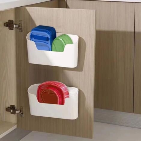 2-teilige Aufbewahrungsbox für Küchenschranktüren, Sonstige Aufbewahrungsmöglichkeiten, selbstklebende Wandaufbewahrungsbox, für Schränke, Badezimmer, Kühlschrank, Kleinteile (1/4)