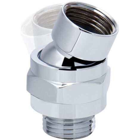Schwenkbarer Duschkopfadapter, Duschanschluss aus massivem Messing, Kugelgelenk, verstellbare universelle Duscharmverlängerung (Chrom-Finish) (1/4)
