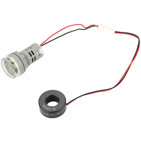 Digitales Amperemeter 0-100 A, Wechselstromanzeige, runde LED-Anzeige (weiß) (1/5)