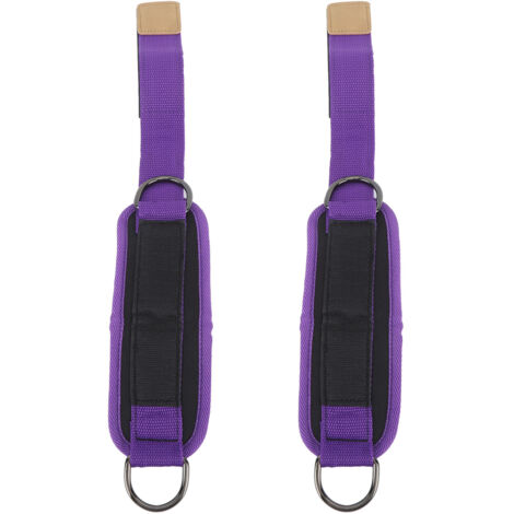 Set aus 2 Knöchelmanschetten für Kabelzugmaschinen, D-Ringe aus Gusseisen, für Fitnesstraining (lila).
