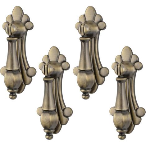 Set aus 4 Vintage-inspirierten, einlochigen Hängegriffen aus bronzefarbener Zinklegierung für Schränke, Kommoden, Schubladen, Türen und dekorative Möbel (1/4)