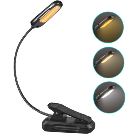 9-LED-Leseleuchte, USB-wiederaufladbare Klemmleuchte mit 9 Helligkeitsstufen und 3 Farbtemperaturen, 360° flexibler Hals, Klemmleuchte für Bett, Buch, Nachttisch und als Nachttischlampe (1/4)