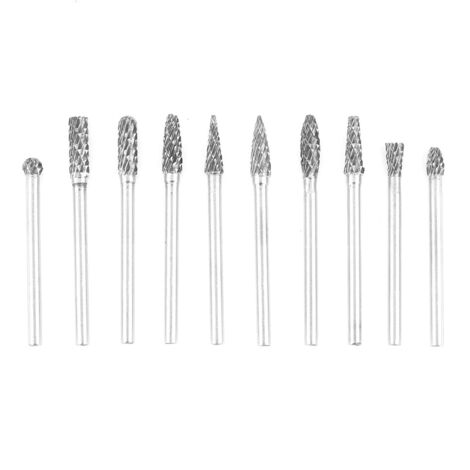 Satz mit 10 rotierenden Fräsern aus Wolframkarbidstahl für die Metallbearbeitung (34 mm) (1/5)