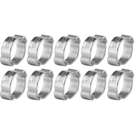 10 verzinkte Doppelohr-Schlauchschellen aus Eisen, verzinkt, 5-23 mm, für Kraftstoffschläuche (13-15 mm) (1/5)