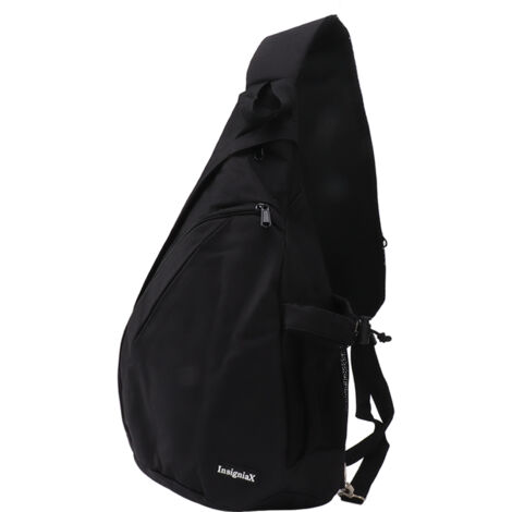 Schlichte und elegante schwarze Herren-Bauchtasche aus atmungsaktivem, strapazierfähigem Polyester mit Schultergurt, ideal für Reisen und Verabredungen.