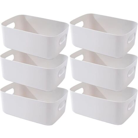 Aufbewahrungsbox aus Kunststoff, Aufbewahrungsbox, Körbe und Aufbewahrungsboxen mit Griffen, Aufbewahrungsbehälter für Küche, Bad, Büro (Grau, 20×15×7cm/6er-Pack) (1/3)
