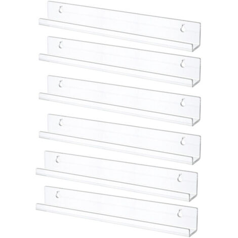 Schwebende Schallplattenregale, 6er-Set transparente Acryl-Wandregale (38 cm), Dekoration für Bücher, Fotos, Make-up, Schlafzimmer, Wohnzimmer, Badezimmer, Aufbewahrung und Organisation (1/4)