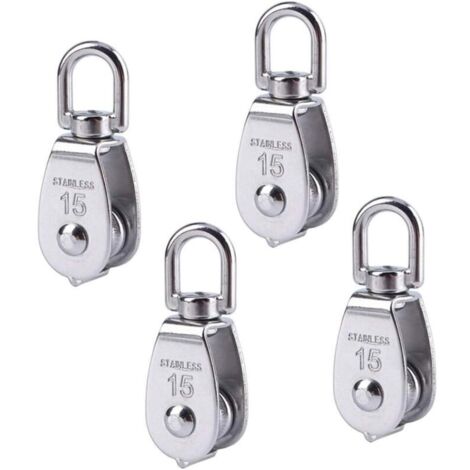 Umlenkrollen für Seile, Umlenkrolle aus Edelstahl 304, Seilrolle, 35 kg Tragfähigkeit, Umlenkrolle, Schiffe, Yachten, 4 Stück, M15