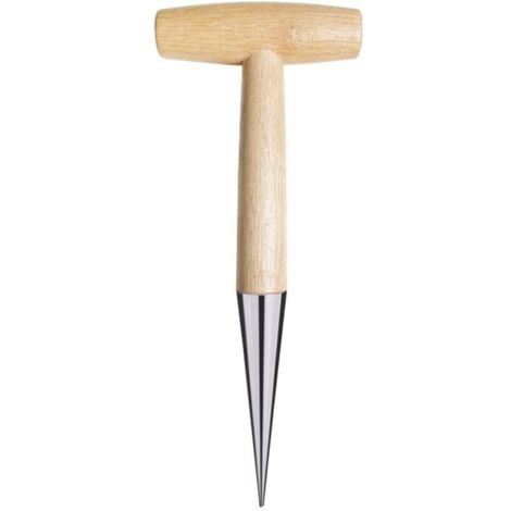 Manueller Blumenzwiebelpflanzer (28 cm) mit Edelstahlspitze und ergonomischem Holzgriff, Gartengerät zum Pflanzen von Blumenzwiebeln, Setzlingen, Blumen und Gemüse, präzise und langlebig (1/4)