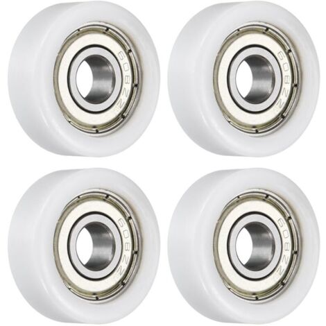 Satz mit 4 Rollenlagerrollen - 8 x 28 x 10 mm - Flachrollen mit 608RS-Lager für Möbelbeschläge (weiß) (1/4)