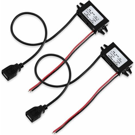 2 Stück Kfz-Stromwandler DC 12V auf 5V/3A, Abwärtswandler-Adaptermodul mit USB-Buchse zum Laden von Autotelefonen, Radio und Audio