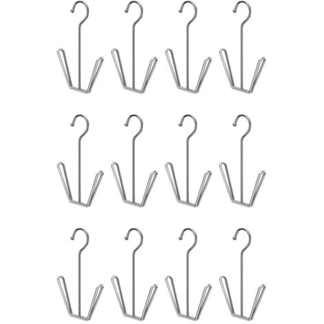 Set mit 12 Schuhaufhängern aus Edelstahl, multifunktionales Schuhregal, Doppelhaken, Schuhtrockengestell zum Trocknen hängender Lederschuhe