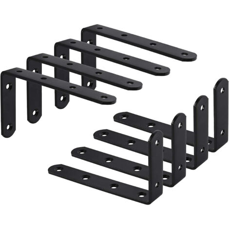Stück Wandregalhalterung, Wandregalhalterung, L-förmige Halterung, Befestigungshalterung für Regaldekoration, Küche, Schlafzimmer, Hängemöbel, Schrank, 125 x 75 x 3 mm, schwarzes Eisen (1/5)