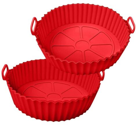 Zubehör für Heißluftfritteusen, 2er-Set, wiederverwendbar und leicht zu reinigen, Silikon, 19 cm, rot (1/4)