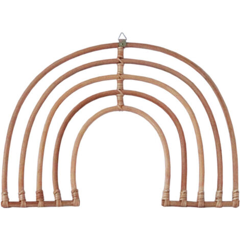 Handgefertigte Wanddekoration aus Rattan, Regenbogenfarben, Boho-Stil, hängender Wandschmuck für Baby- und Kinderzimmer
