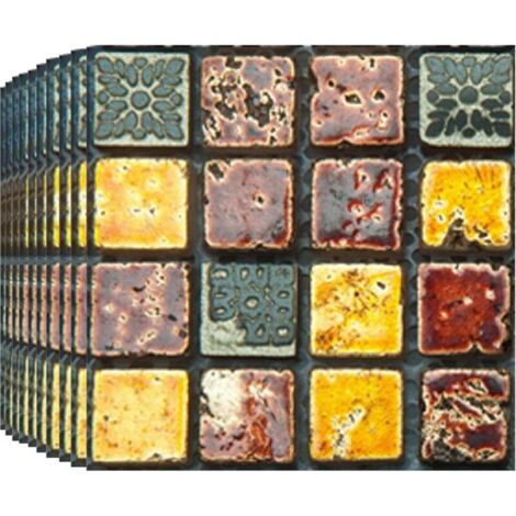 (10x10cm) (Gelb) 30-teiliges Set wasserfester Mosaik-Wandaufkleber, selbstklebende Fliesenaufkleber für Badezimmerwände