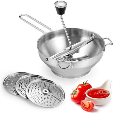 1 Stück Edelstahl-Küchenmaschine mit rotierendem Schneideaufsatz, Reibeschüssel, Käsereibe und Fruchtpürierstab