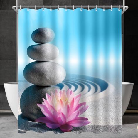 Duschvorhang, 180 x 180 cm, schimmelresistentes Material, Wüstenmuster mit Kieselstruktur, beschwerter Saum, wasserdicht, waschbar, für Badezimmer