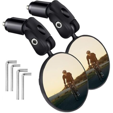 Set mit 2 Fahrradspiegeln, Glas/Silikon, 360° verstellbar, schwarz