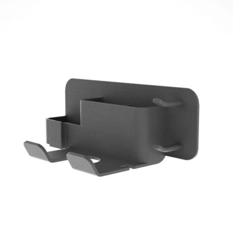 Wandmontierter Haartrocknerhalter aus Silikon, Wandhaken für Haartrockner (Schwarz, 26,5 x 10 x 12,8 cm) (1/4)