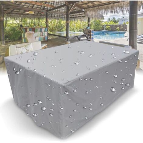 Gartenmöbelabdeckung, rechteckige, wasserdichte Schutzhülle aus 210D-Material mit Kordelzug für Terrassen- und Gartenmöbel (1/4)