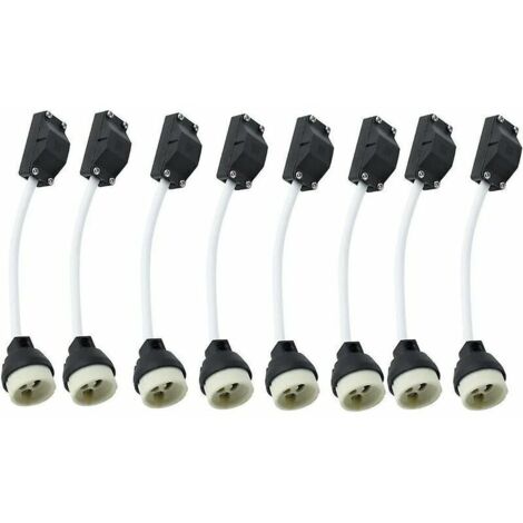 8-teiliges GU10-Keramikfassungsset mit 2A 250V-Kabelanschluss, GU10-Lampenfassung und Sockeladapter. (1/4)